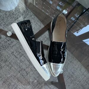 Boemos Italian Brand Black/Silver Slip-On Formal Evening Party Shoes Size 40